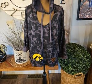 Mono B Black Camo Iowa Hawkeye Distressed Sweatshirt